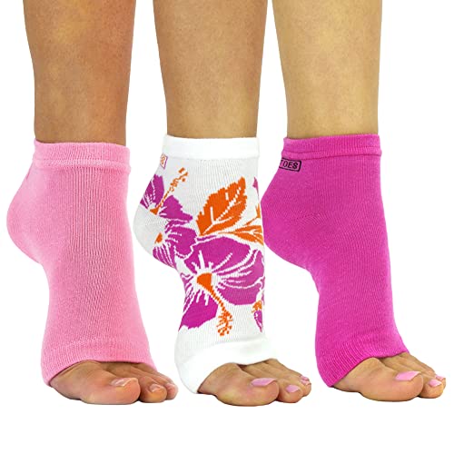 Freetoes Toeless Socks-3 Pairs-1-Pink, 1 Floral, 1 ballerina pink