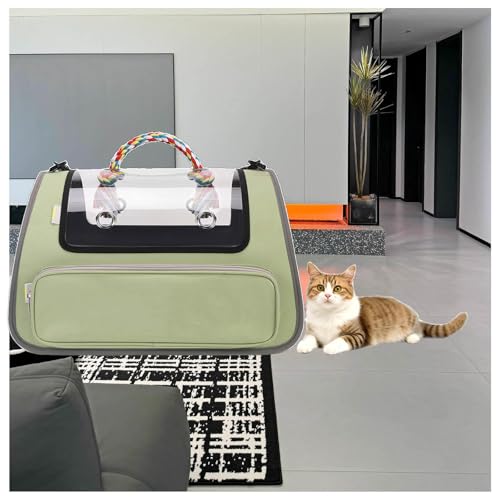 猫 キャリーケース 軽くて持ち運びやすい ペット キャリー付き 耐荷重7kg 猫 バッグ 大型猫・小型犬用,Green
