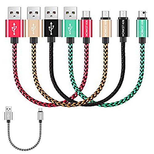 Short Micro USB Cables [1 ft 5 Pack] Nylon Braided, Honest kin Fast