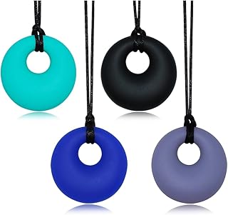 Chew Necklaces for Sensory Kids, Silicone Chewy Necklace Sensory 3 Pack for Boys Girls with Autism ADHD Anxiety Reduce Fid...
