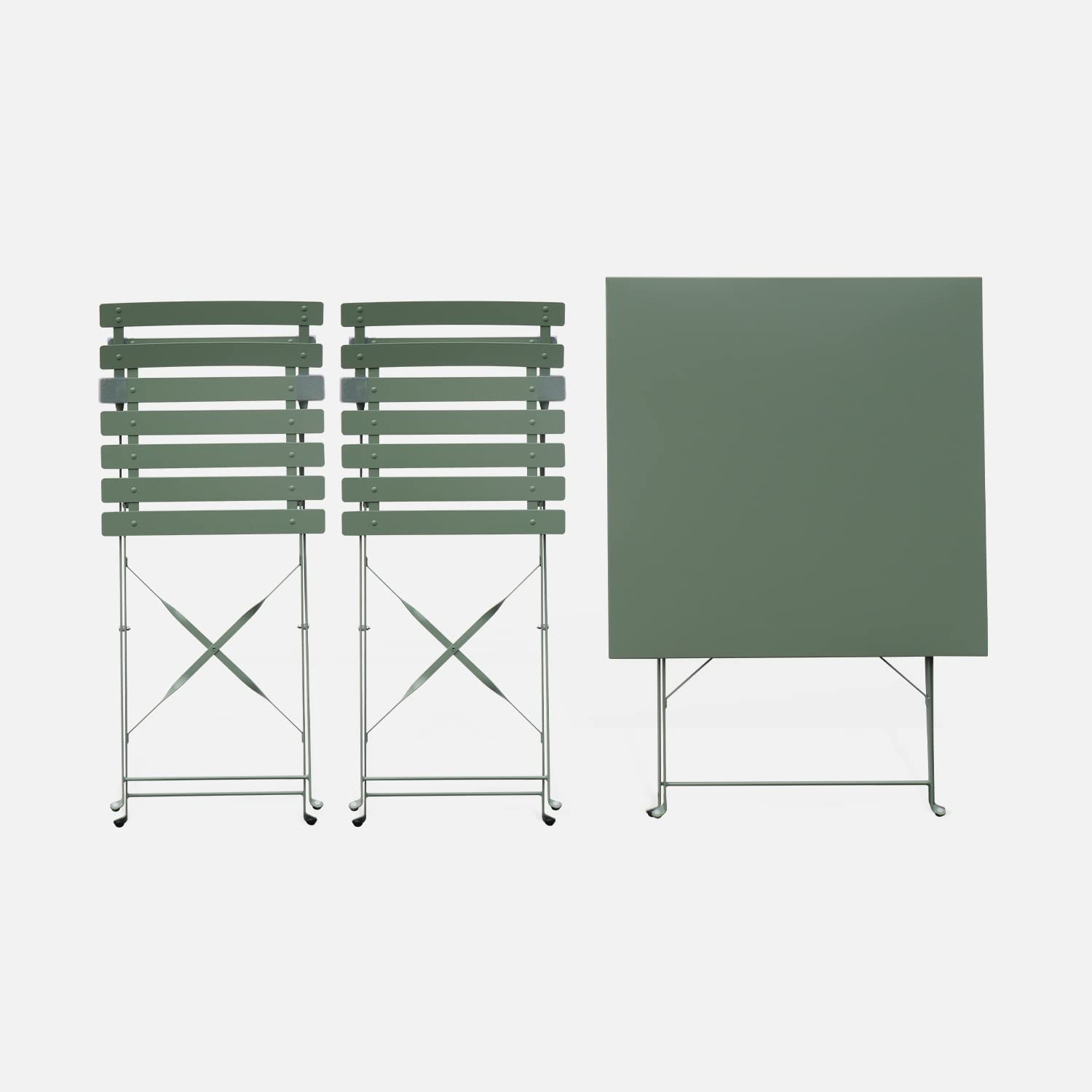 Sweeek Table de Jardin Bistrot Pliante Métal Acier Vert de Gris 70 x 70cm
