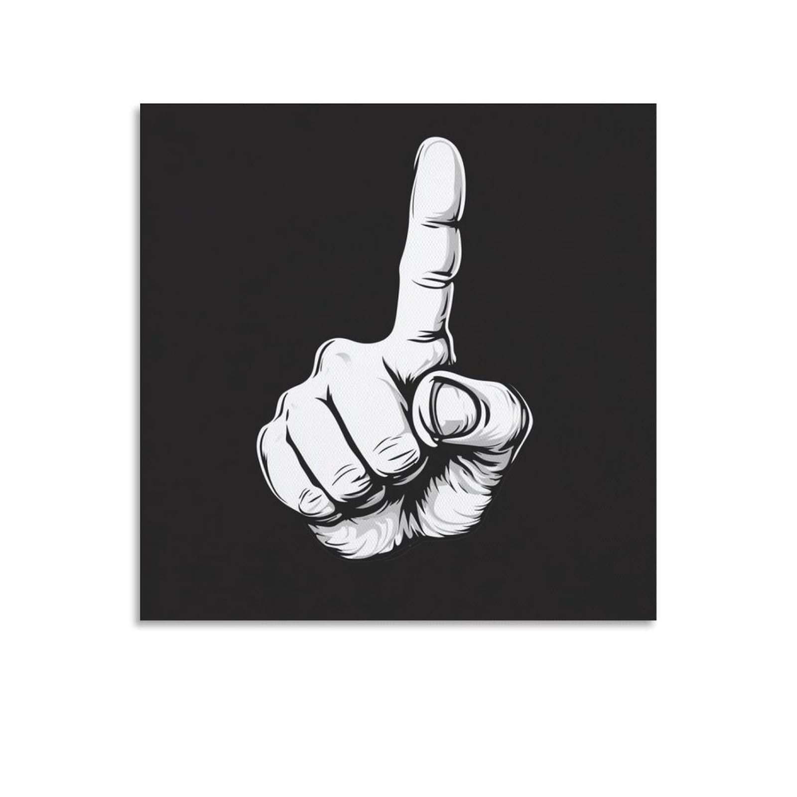 Jubonexis Black And White Hand 1 Finger Canvas Wall Art Poster Painting Aesthetic Picture for Living Room Farmhouse Decor 16x16inch(40x40cm) Unframe