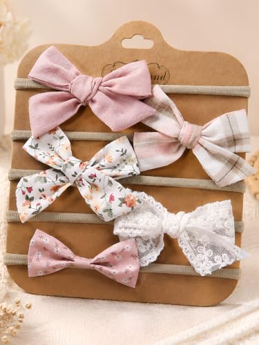 Image of POLKA TOTS Baby Hairbands for Kids Girl | Cute Stretchable Hair Bands for Baby Girls | Kids Hair Accessories | Elastic Infant Hairband | Toddler Hair Clips (Pack of 5)