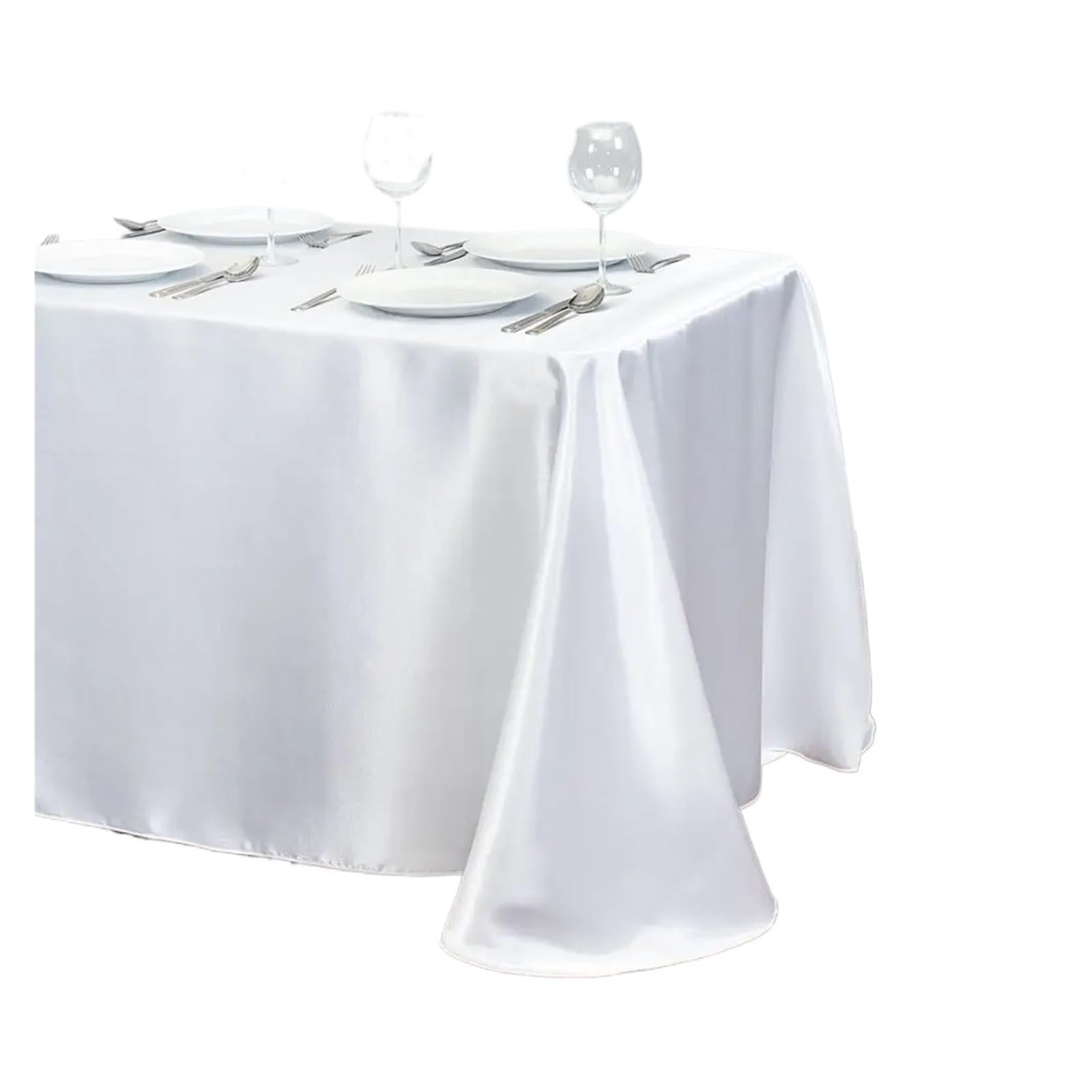IRFHDCX Satin Table Cloth White Rectangle Satin Tablecloth, Table Cover, Wedding Party, Restaurant, Festival, Dining Decor(145x240CM)