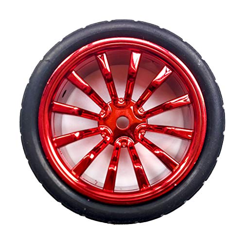 FLAMEER 1PCS Width:1.06 inch (27mm) OD 2.56inch (65mm) Rubber Tires Wheel with Sponge Liner FOR DIY Model Robot Vehicles - Red