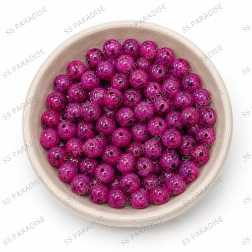 Image of SS Paradise 8mm Glass Beads (6 Colors 300 Pieces) for Jewellery Making | Round Loose Beads Strands for Necklace, (Speckled)