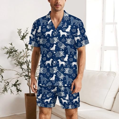 Men's Summer Short Sleeve Loungewear Golden Retriever German Shorthair Pointer Dog Lightweight Pajama Set Two Piece Soft Sleepwear Nightwear2