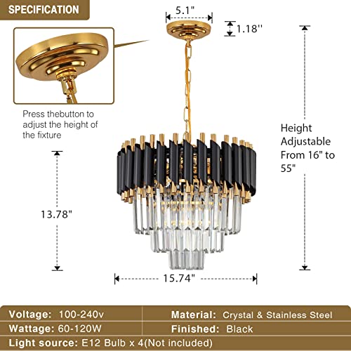Modern Luxury Crystal Pendant Light Black Golden