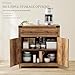 YESHOMY Coffee Bar and Accent Cabinet, Farmhouse Barn Door Buffet Sideboard with Drawer and Adjustable Shelf, Wide Desktop for Kitchen, Dining Room, Bathroom, Entryway, Brown＆Rustic
