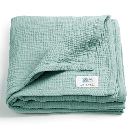 Image of Lulu moon Muslin Baby Blanket Quilt - Crib Blanket for Toddlers 47"× 47" Sage
