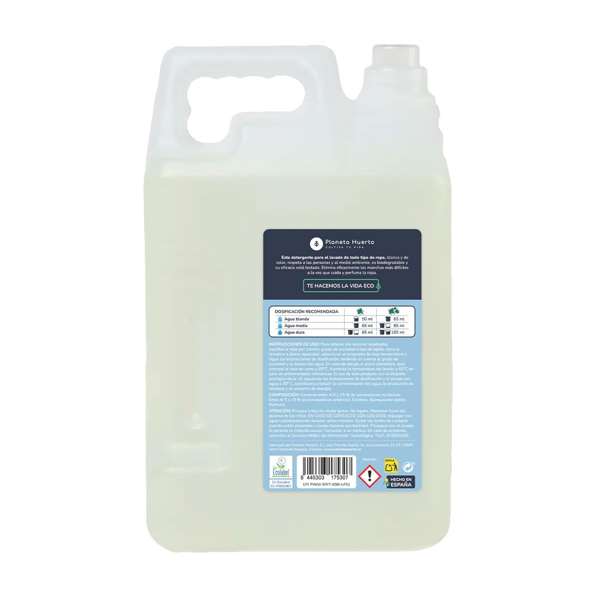 PLANETA HUERTO | Pack 3x Detergente Líquido Ropa Eco 5L - Aroma Natural y Fórmula Hipoalergénica