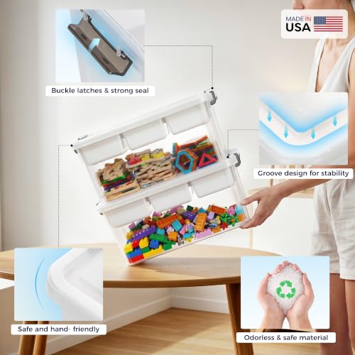 Image of 17QT 2Packs Clear Craft Organizers and Storage with Fixed-Compartment Tray, Art Supply Organizers and Storage, Craft Storage Bins with Lids for Beads, Markers, Playdoh, Tools and Coloring Books