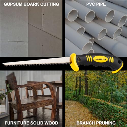 Gunpla 150 mm Säge für Gipskarton, Trockenbausäge, Hand-Stichsäge für Ausschnitte mit weichem, ergonomisch geformtem Griff