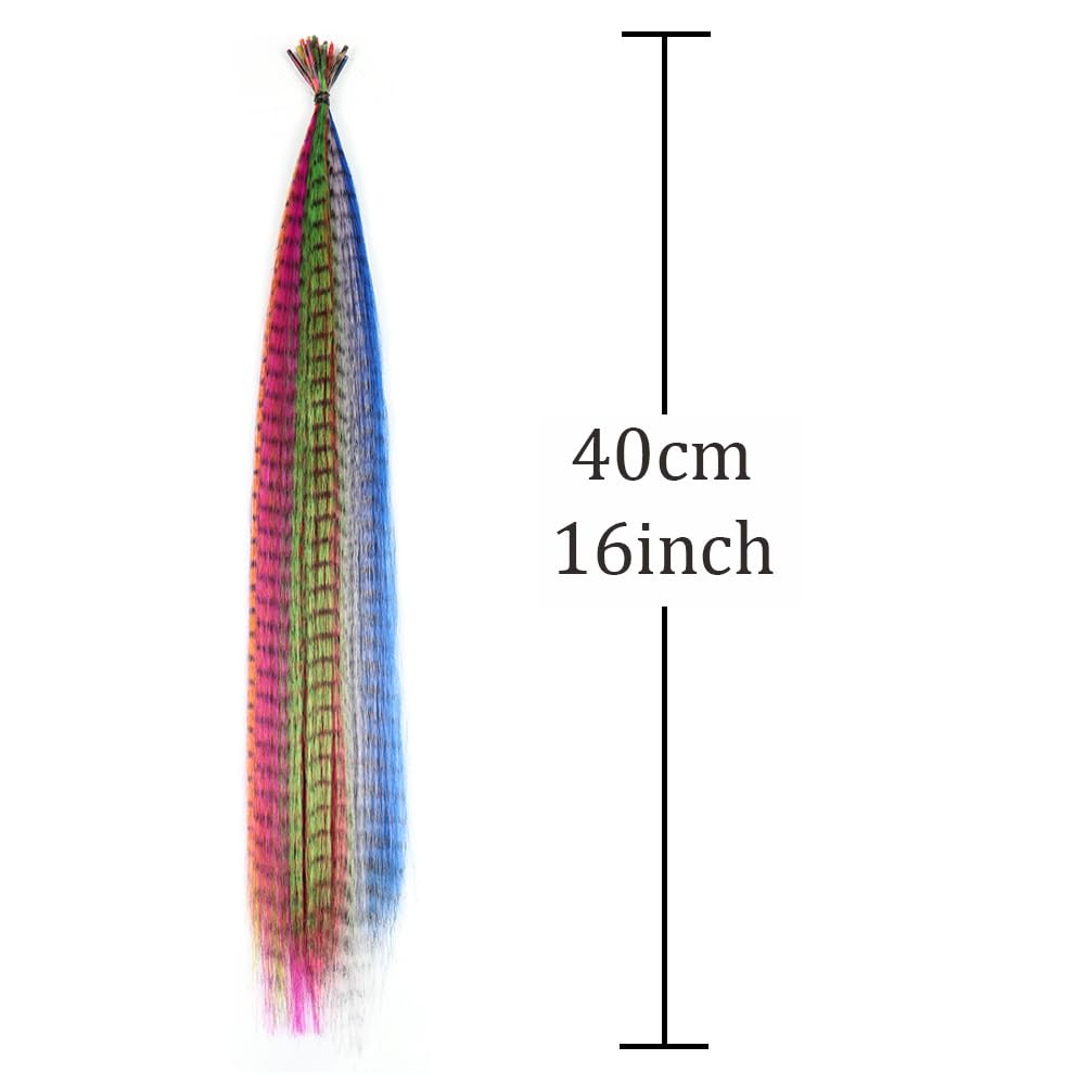 Plumes Cheveux Synthétique coloré for Extensions de plumes cheveux 20 30 40 50 pièces pointe 16 pouces postiche synthétique en(50-set)