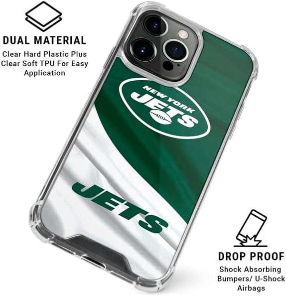 Skinit Clear Phone Case Compatible with iPhone 16 Pro Max - Officially Licensed NFL New York Jets Design