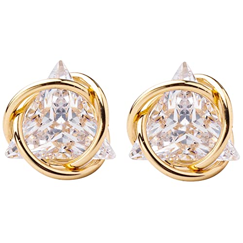 Cubic Zirconia Geometric Gold Knot Stud Earrings for Womens3