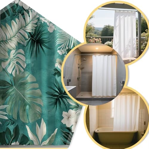 Rideau douche 120x200 anti moisissure en polyester vert motif fleur