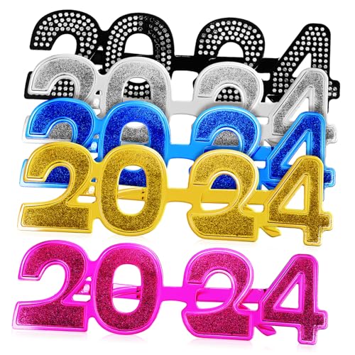 GLEAVI Lightweight 2024 Year Glasses Square Festival Eyewear for Party and Event Supplies