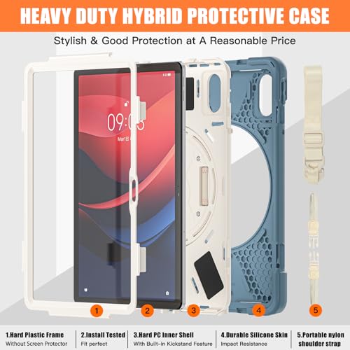 Image of ProElite Cover for Motorola Pad 60 Neo 11 inch 2025 Cover Case, Rugged 3 Layer Armor case cover for Motorola Pad 60 Neo 11 inch with Hand Grip & Rotating KickStand with Shoulder Strap, Cornflower Blue