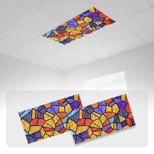 Image of 2 Pcs Fluorescent Light Covers with 20 Magnets Decorative for Classroom Ceiling Light 4 x 2 Feet Magnetic Light Covers Filter Easy Install for Office Hospitals & Home Drop Ceiling Supplies