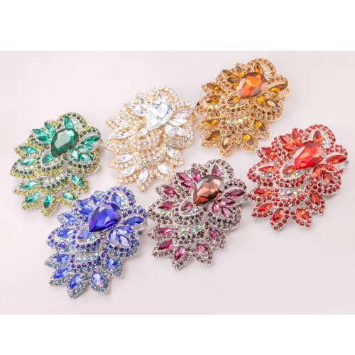 Image of LAXPICOL Big Large Women's Vintage Austrian Crystal Elegant Flower Teardrop Brooch Gold Tone