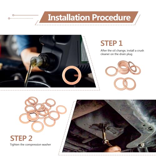 Image of KEVWR 15 Pcs Oil Drain Plug Gasket 14mm Copper Crush Washer Seals Compatible with Mercedes Benz OEM #007603-014106