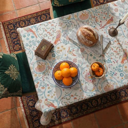 Image of ishro home Premium Table Cloth 6 Seater | Dining Table Cover | Love at First Sight Cloth 4-6 Seater | Luxury Fabric | Machine Washable | Non-Fading | Stain-Resistant | (Dilruba, 56 x 90 inches)