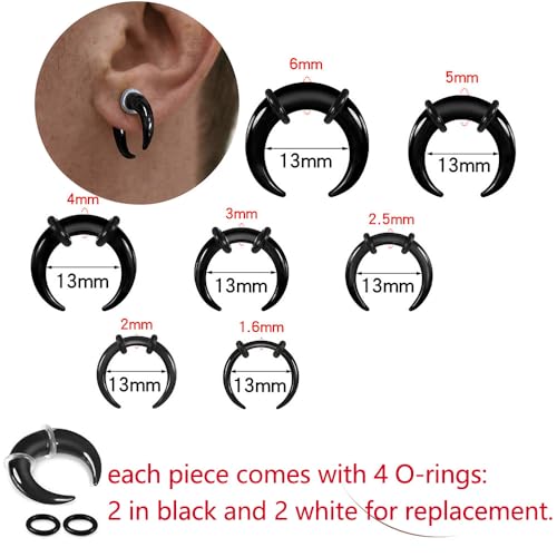 Casvort 3 PCS 14G-0G Cozy Glass Septum Stretching Kits Pincher Taper with O-Rings Buffalo Septum Retainers Hypoallergenic Fresh Stretch Body Piercing Retainers Ear Hangers3