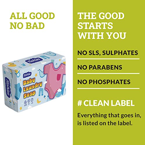 Image of Tickles (Pack of 4) Handmade Organic Washing Soap For Baby Clothes, Accessories Mainly for Sensitive Skin 100% Chemical Free Natural Laundry Soap Citronella, Lavender, Unscented & Lemongrass (360 gms)