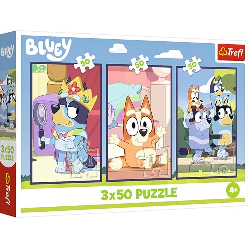 Trefl - Puzzle 3x50 The Family of Bluey the Characters of the Cartoon Series