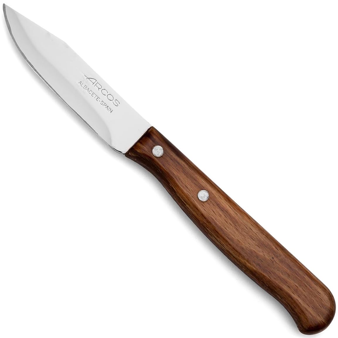 Arcos Serie Latina Caja 12 uds Cuchillo para pelar Mondador, Hoja de Acero Inoxidable NITRUM NITRUM de 65 mm, Mango de Madera comprimida Color Marrón (12 UDS)