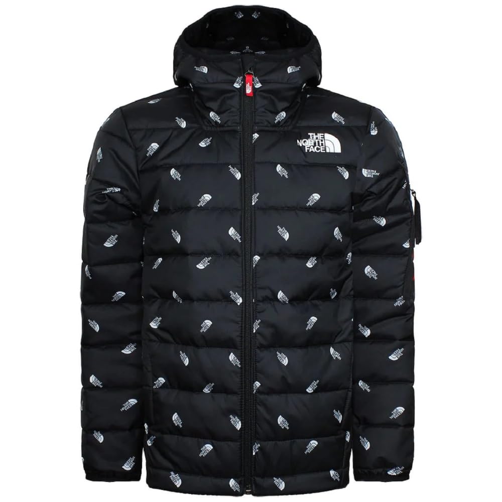 The North Face Ragazzo Giacche Bambini Padded Jacket II Junior Hooded Full Zip All Over Logo Black Winter Coat NPOAZ139UT New