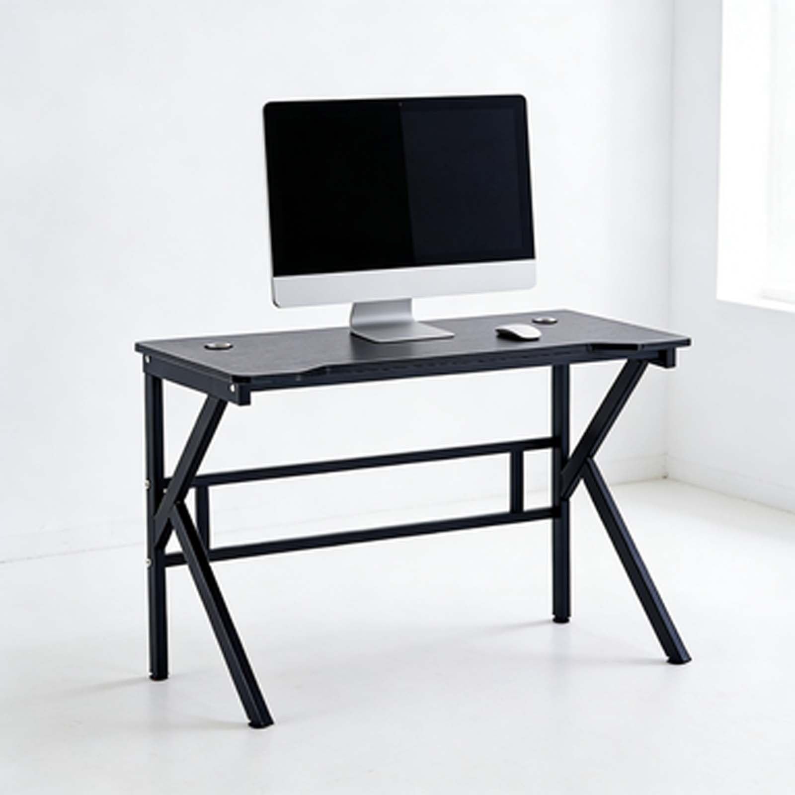 Gaming-Schreibtisch und Bürotisch, ergonomische Computer-Arbeitsstation mit stabilem Stahlrahmen und MDF-Platte for PC-Gaming und Studio(55.12 * 23.62 * 29.13in)