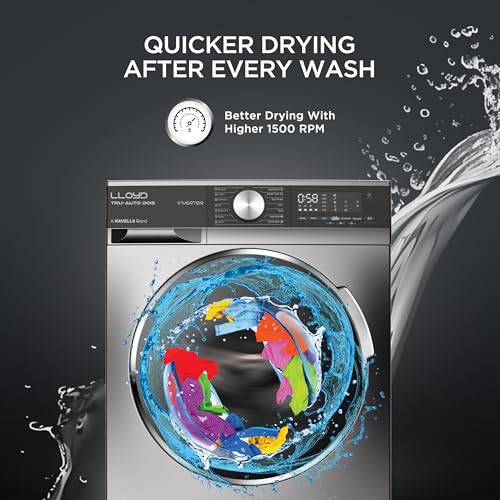 Image of Lloyd Tru Auto Dos 10 kg 4 Star Fully Automatic Front Load Washing Machine |1400 RPM | Detergent Storage Zone | 14 Wash Programs | In-Built Heater | Reload Function, GLWF104TAGGB, Graphite Black)