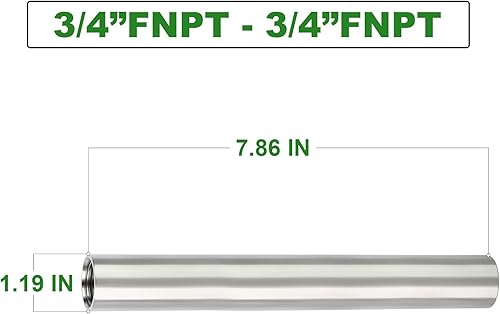 Miniatura 4 de TAISHER 2 accesorios de tubería de acero inoxidable, 34 "NPT x 34" NPT hembra roscado, tubo fundido de pezón de 10 pulgadas de longitud