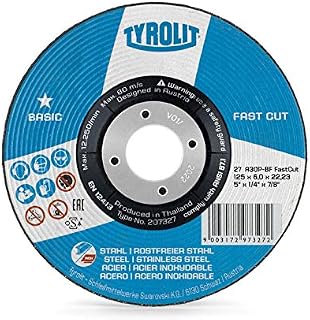 TYROLIT BASIC Fastcut Grinding Disc for Stainless Steel for Angle Grinders -- 125 x 6.0 x 22.23 mm (Pack of 10)