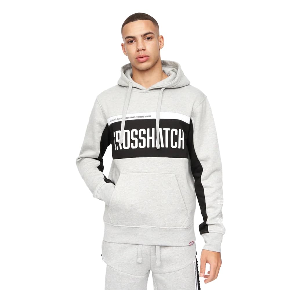 Crosshatch Men's Grey Marl - Everyday Essential Sweatswhirt - Hoodies(L/Grey Marl)
