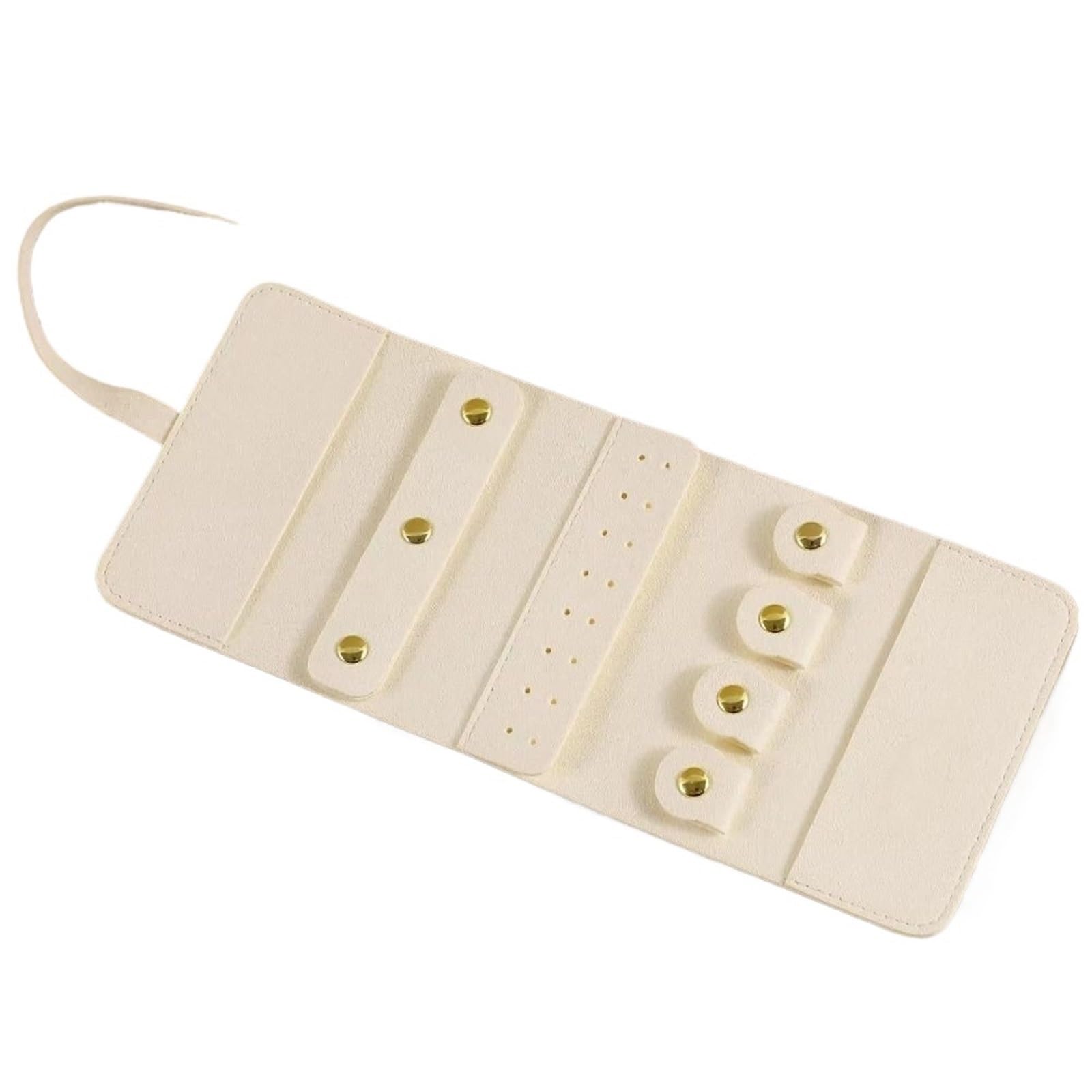 RUWLFE 1Pcs Jewelry Roll Bag Travel Bags Foldable Case Soft Storage for Rings, Necklaces, Earrings(Beige)