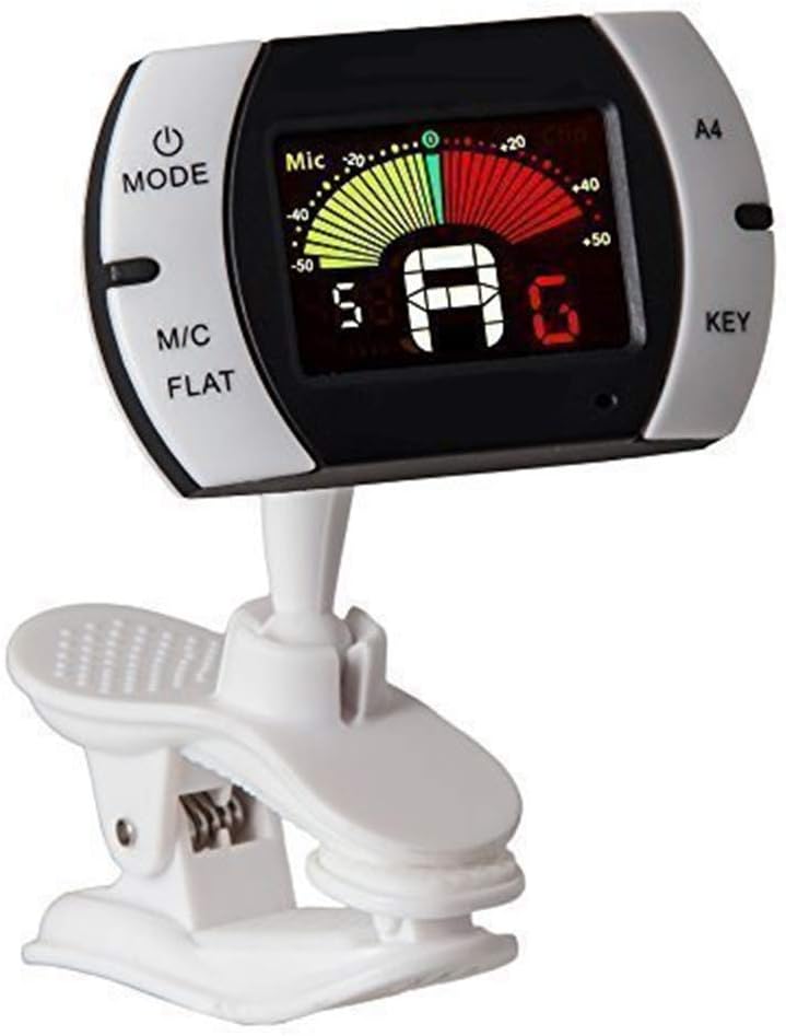 Guitar Tuner, A4 Pitch Calibration Clip-on Tuner for Guitar, Ukulele, Bass, Violin and Chromatic, Digital Tuner with Large Clear LCD Colorful Display