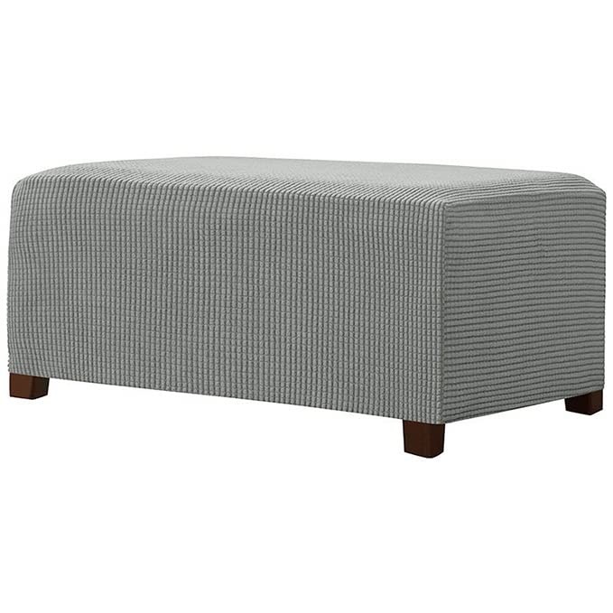 ZYYH Ottoman Covers Slipcover Rectangle Stretch Storage Footrest Stool Covers Small Medium Extra Large Sofa Footrest Stool Protectors Covers Spandex Plaid Pattern Black/Grey/Brown