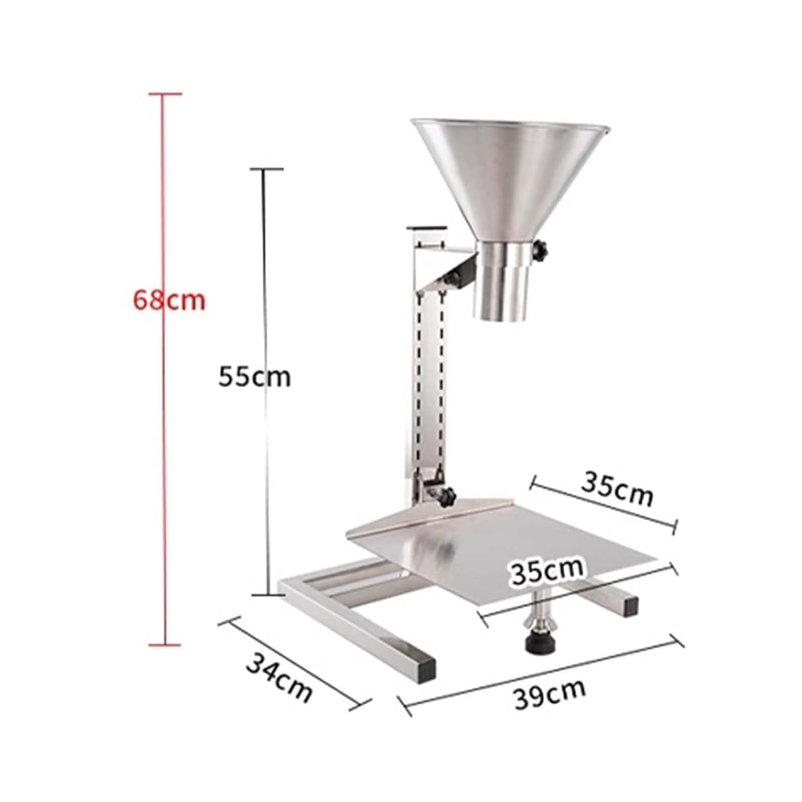 Tolva de alimentación de acero inoxidable, embudo comercial de acero inoxidable con soporte, perfecto para materiales en polvo, granulados, líquidos y pastas en cocinas y uso industrial.(8cm)
