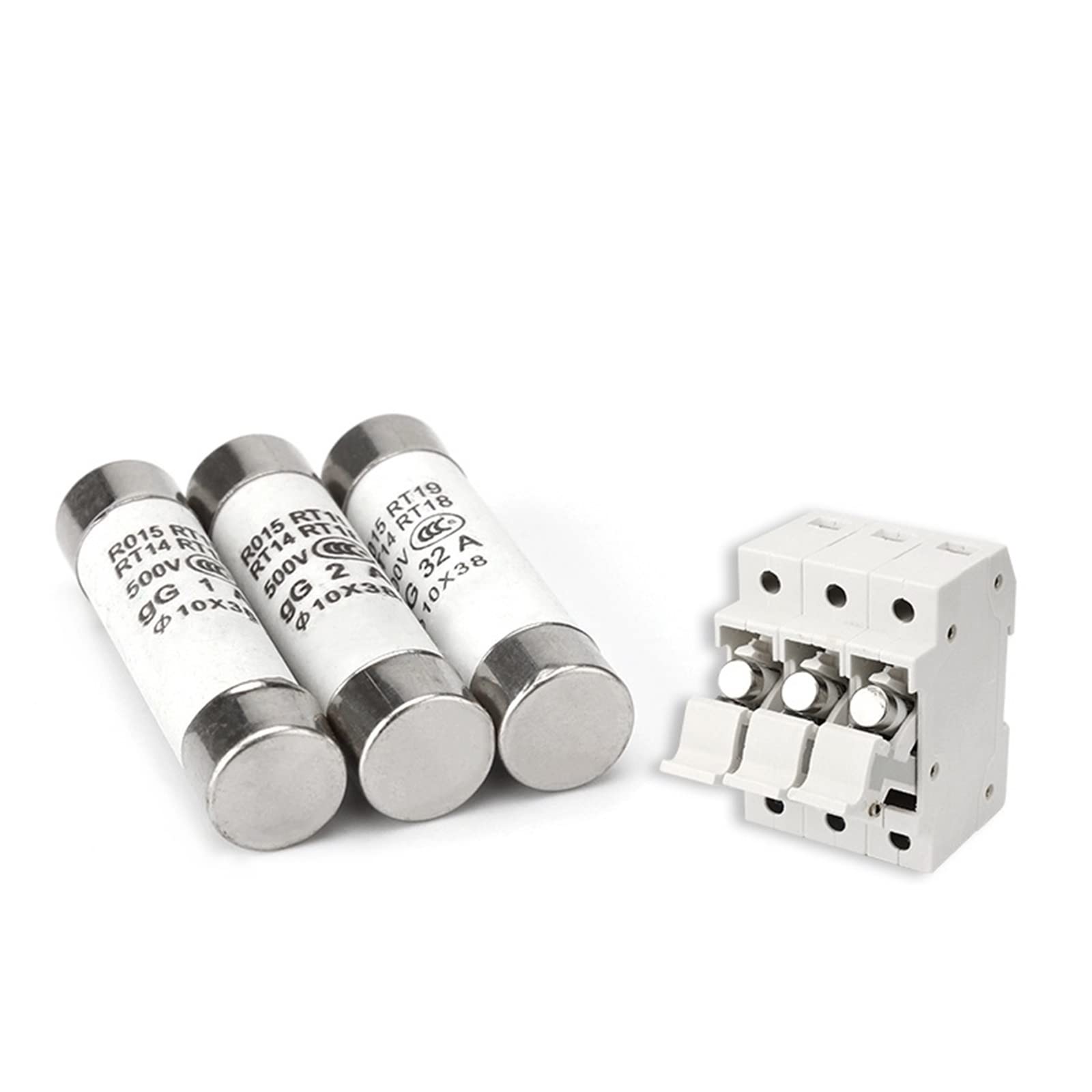 XRKJKQIDG 10 * 38 Fast Blow Ceramic Fuse 10x38mm 500V 1A 2A 3A 4A 5A 6A 8A 10A 16A 20A 25A 32A RO15 RT19 RT14 RT18(25v,10X38-10 PCS)