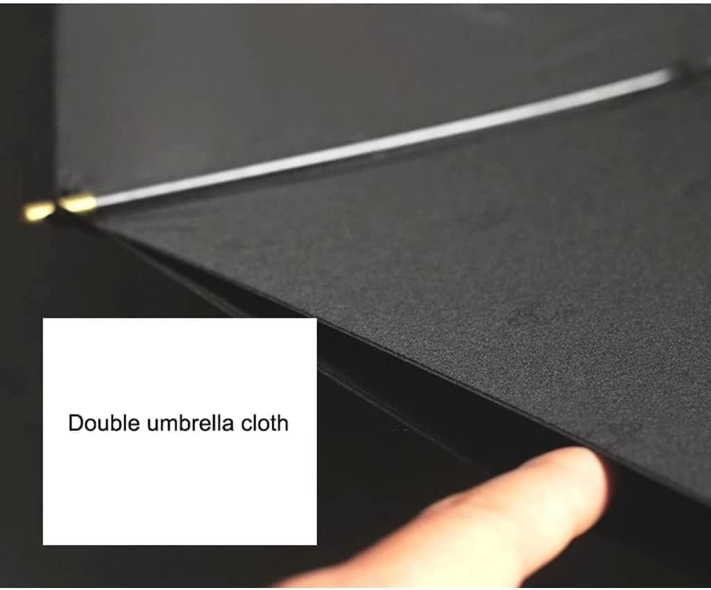 Windproof Black Golf Umbrella with Wooden Handle - Large Vented Umbrella for Rain, Automatic Open Canopy, Stick Umbrella for Windproof Protection