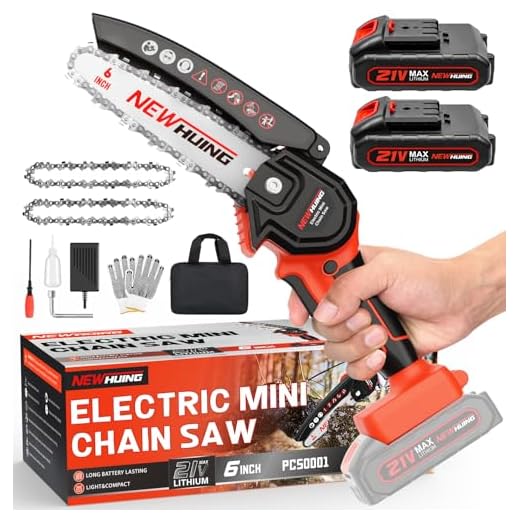 Mini Cordless Chainsaw Kit, Upgraded 6" One-Hand Handheld Electric Portable Chainsaw, 21V Rechargeable Battery Operated, for Tree Trimming and Branch Wood Cutting by New Huing