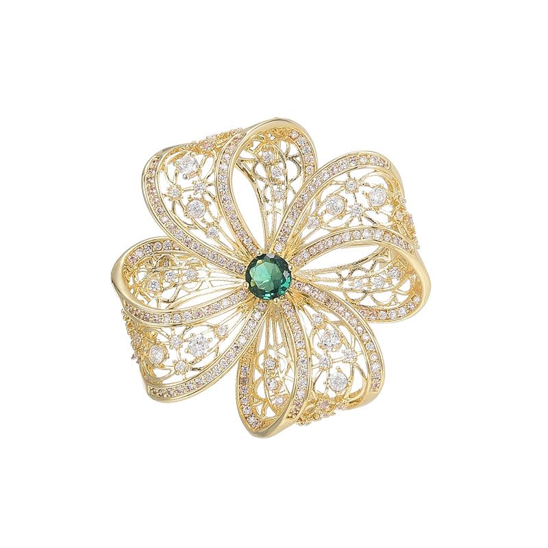 Image of Gold Brooches for Women Ladies Yellow Broach Flower Bow Rhinestone Lapel Pins Blazer Dress Denim Jacket Accessories