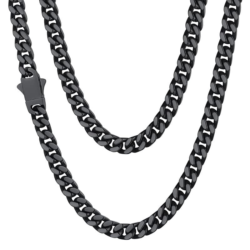 Mens Cuban Link Chain Black Miami Cuban Chain Necklace for Men 5mm Wide Hip Hop Mens Jewelry 20 Inch Length