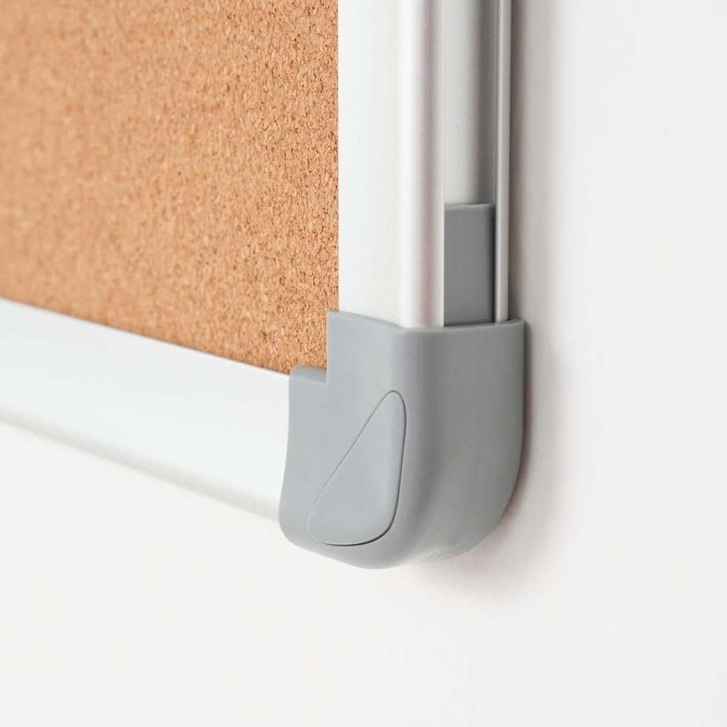 Lavagna in sughero a parete con cornice in alluminio con kit per il fissaggio a muro compreso - incluso Kit 100 puntine fermafogli per presentazioni, avvisi ed obiettivi. (120 X 90 CM)