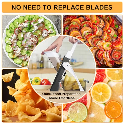 Safe Mandoline Slicer for Kitchen, Vegetable & Food Cutter, Thickness Adjustable 0.1-8 mm. Easy to Clean/Storage/Kitchen Faster Slice Artifact (Only Slice) (Gray) - Image 4