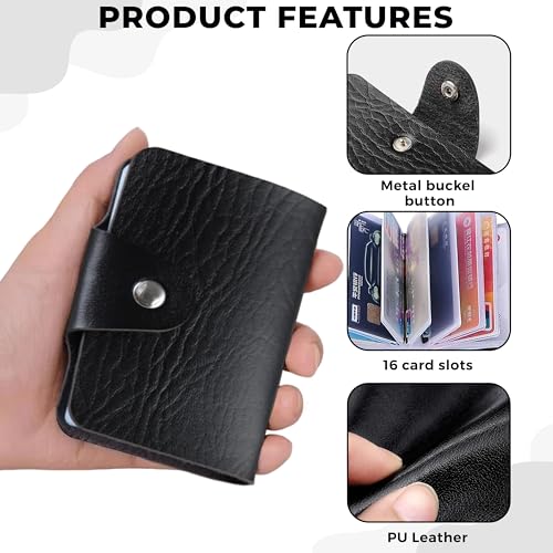 Image of Kraptick Pocket Cards Holder - Compact Lightweight Wallet for Credit and Debit Cards, Multi-Functional Card Organizer, Durable Card Carrier with 16 Slots for Easy Access & Storage (Black) (Pack of 2)