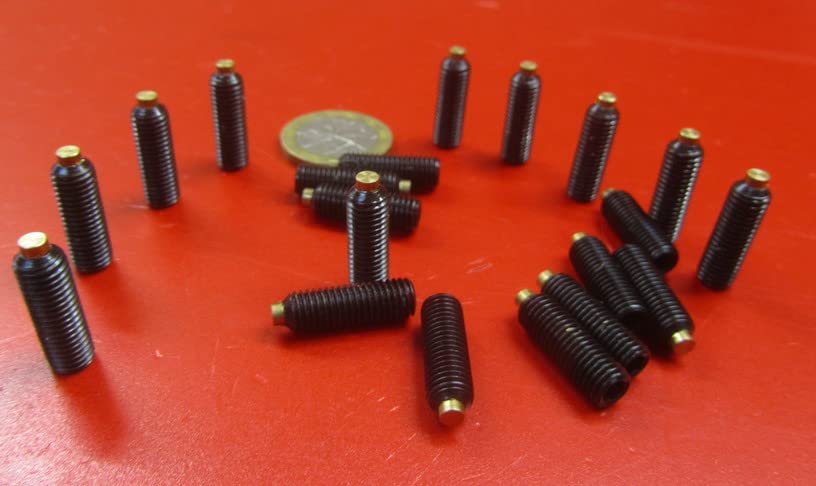 Black Oxide Steel Brass Tip Set Screw 1/4-28 x .750 (3/8) Thread Length 20 pcs
